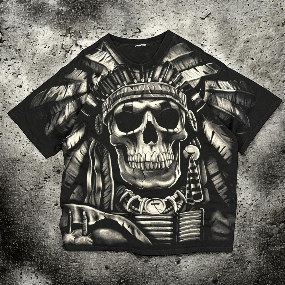 Vintage 1997 Liquid Blue All Over Print skull Grunge Tee